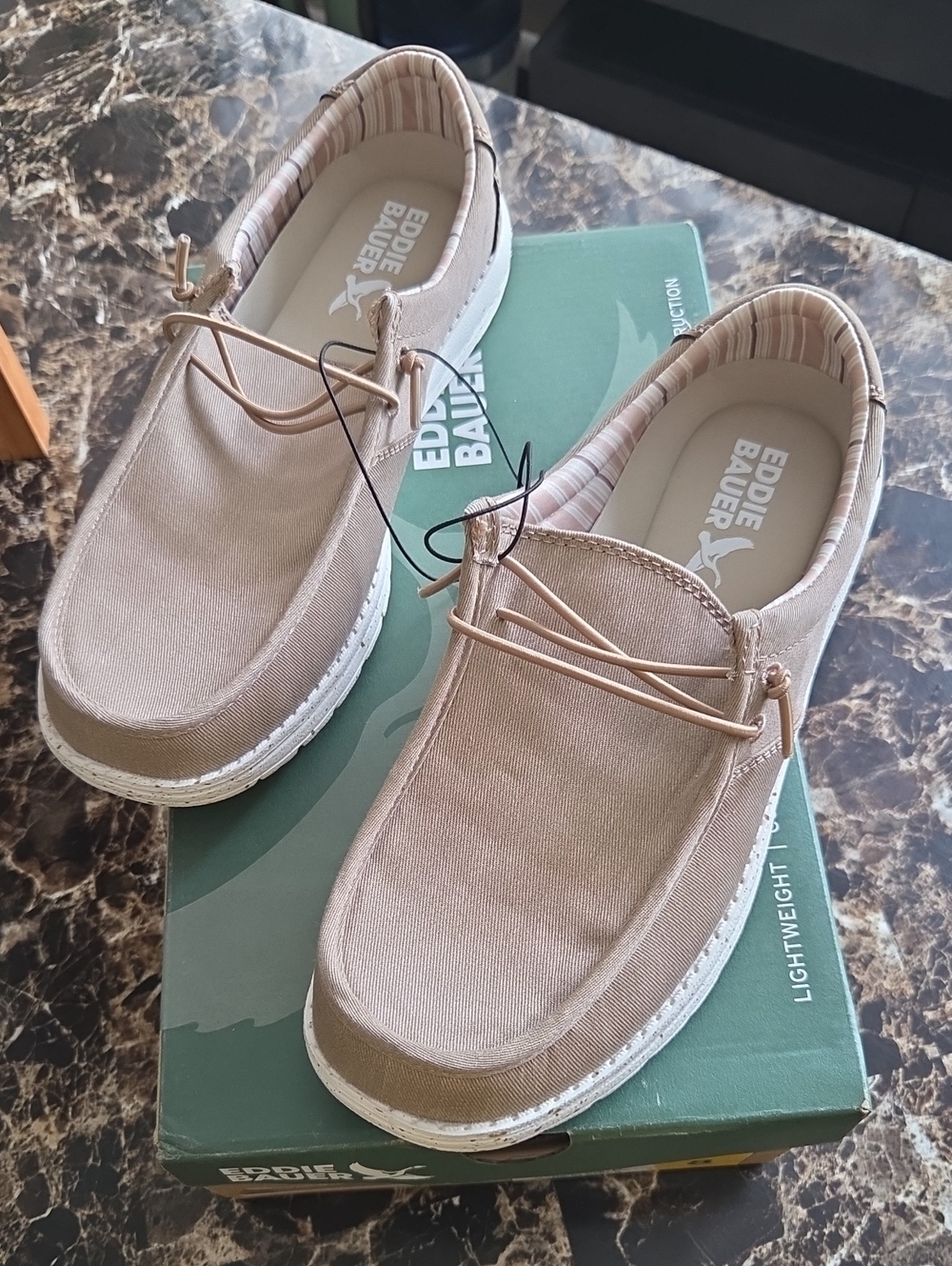 Eddie Bauer Men’s Tan Canvas Slip-On Loafers
